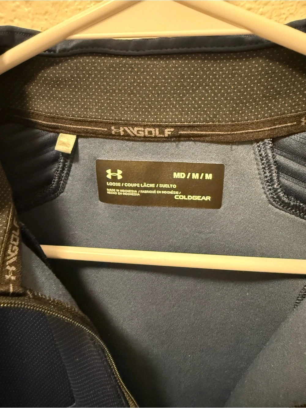 Under Armor Golf Cold Gear Navy Blue Structured Quarter-Zip Pullover. Men’s Med.